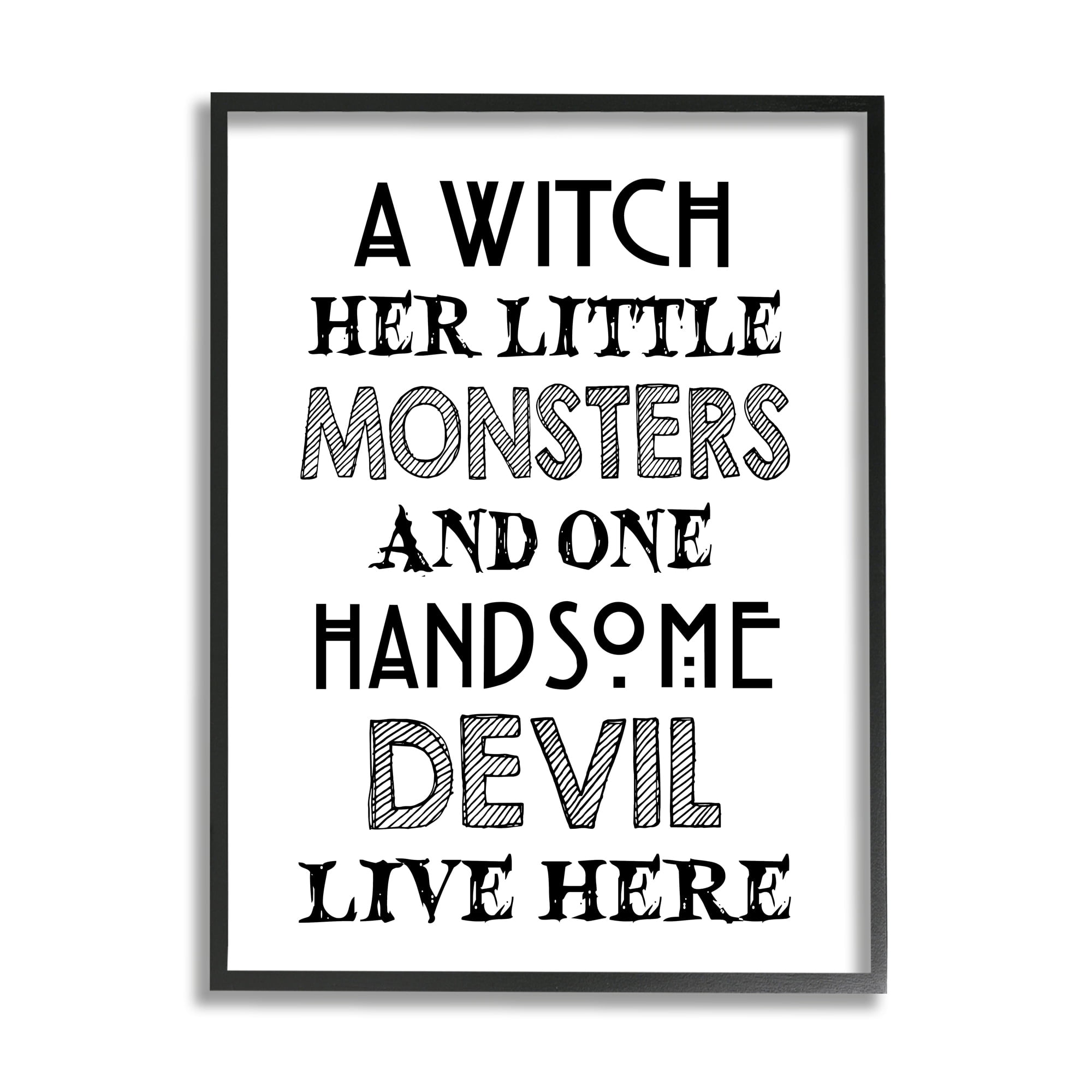 Quirky Halloween Family Quote Striped Typography Phrase Holiday Graphic Art Framed Art Print Wall Art