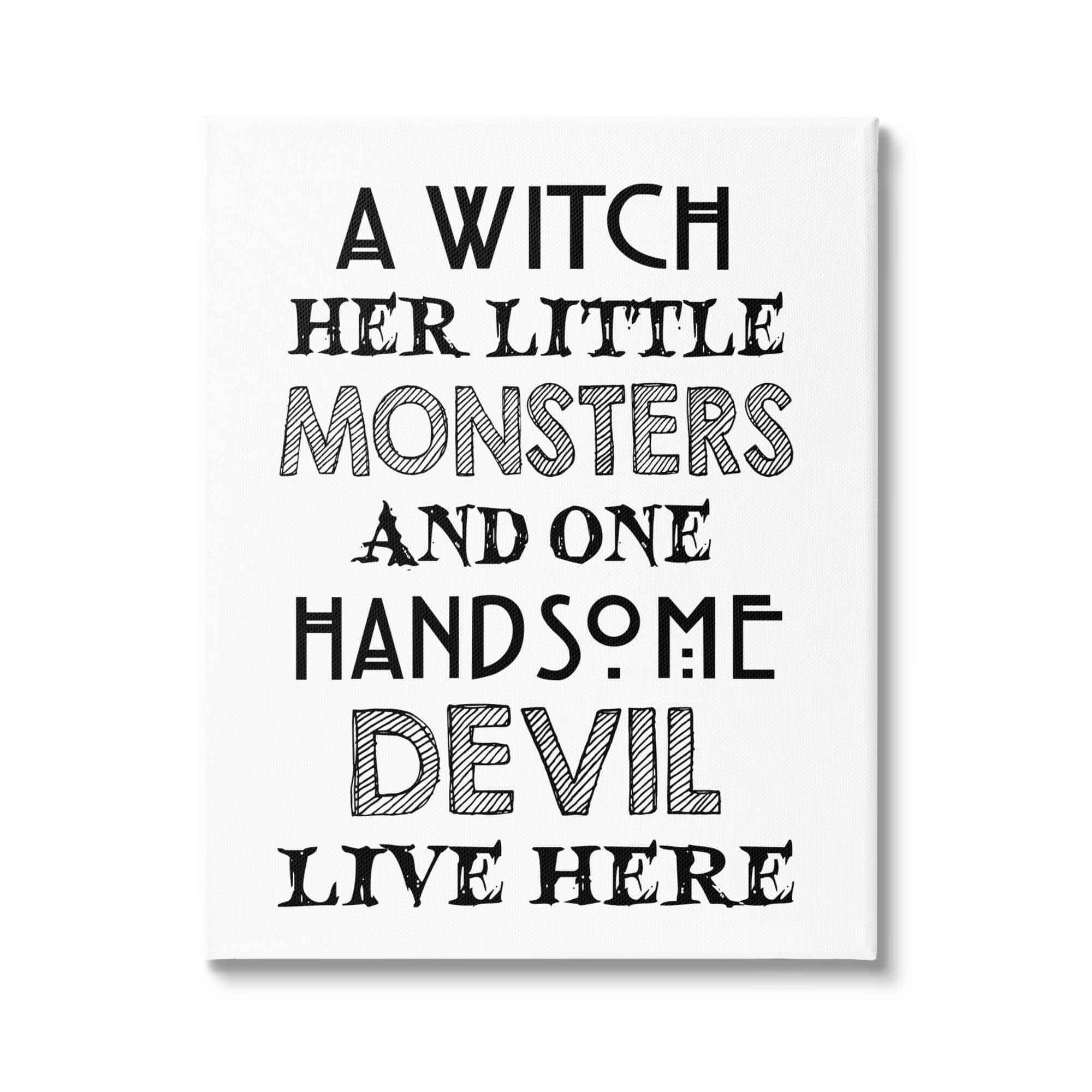 Quirky Halloween Family Quote Striped Typography Phrase Holiday Graphic Art Gallery-Wrapped Canvas Print Wall Art