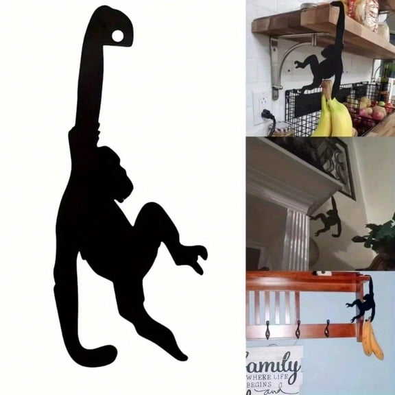 Quirky Kitchen Wall and Door Metal Hook Key Hanger: Cat - Tail and Monkey - Shaped Clothes Storage Rack for Creative Kitchen Decor.Hanging Ornaments