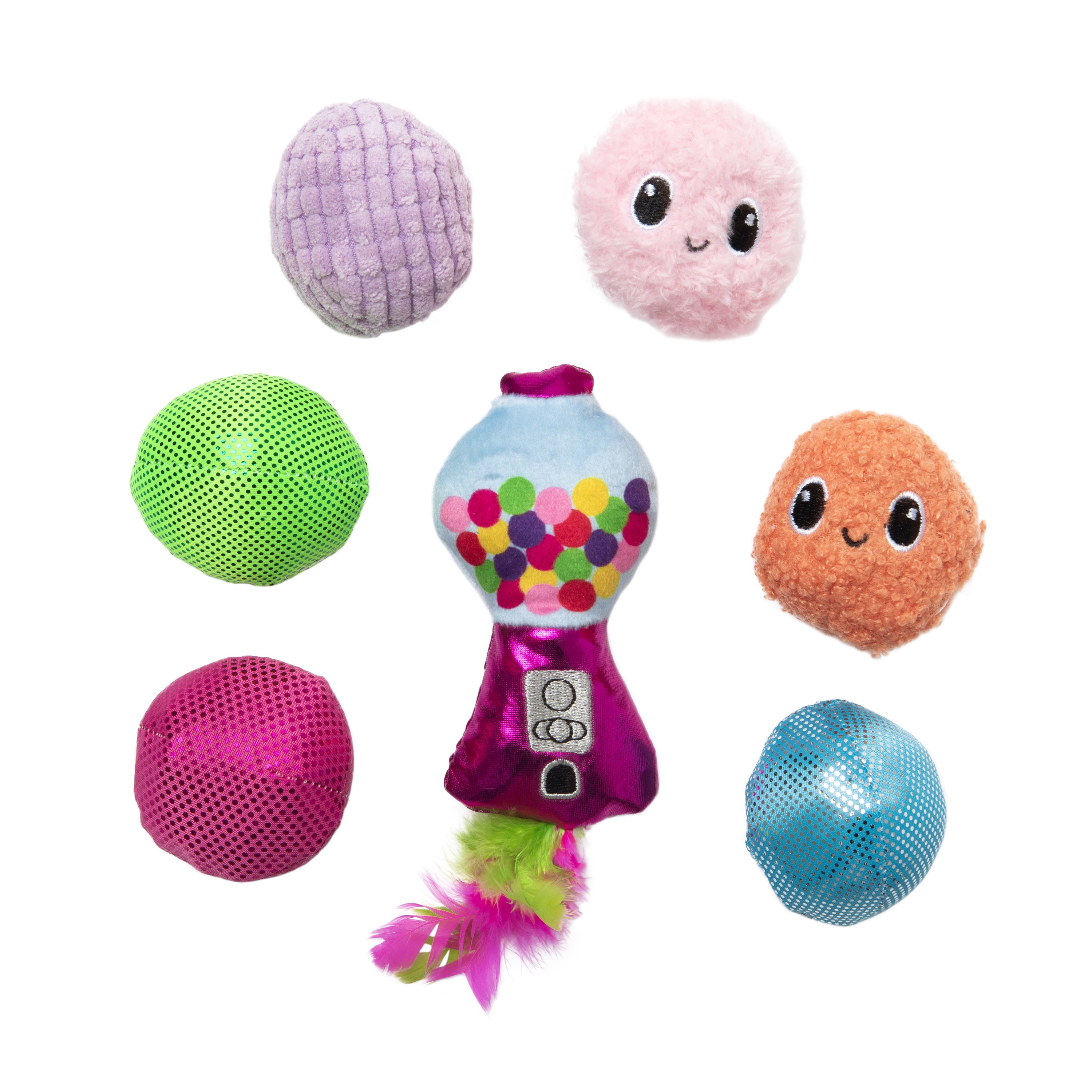 Quirky Kitty Batty Bubble Gum Chase and Pounce Catnip Cat Toy, Pack of 7