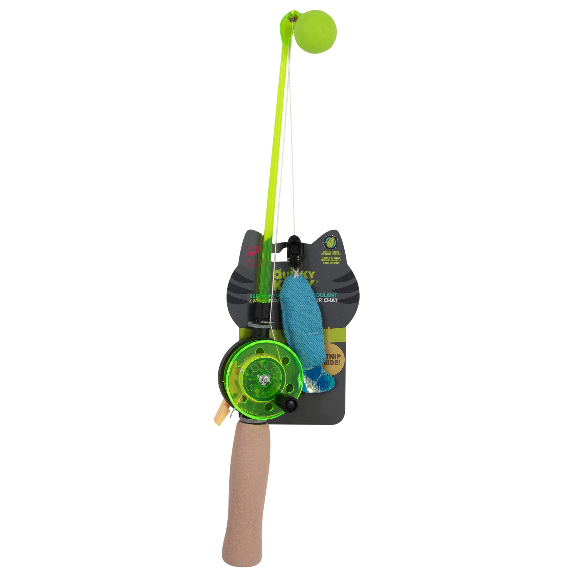 Quirky Kitty Reel Fun Fishing Wand Catnip Interactive Cat Toy