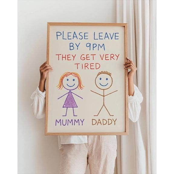 Quirky 'Leave by 9pm' Print Home Wall Art Modern Wall Decor For Living Room Bedroom Poster, Stretched Canvas Size 8x12