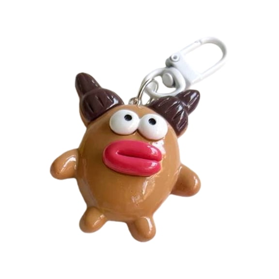 Quirky Lip Shaped Key Ring Cute Backpack Accessory Sturdy Resin Material