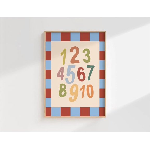 Quirky Numbers Print Playroom Counting Whimsical Nursery Unframed Paper Print