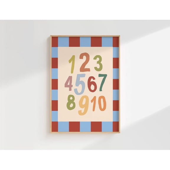 Quirky Numbers Print Playroom Counting Whimsical Nursery Unframed Paper Print