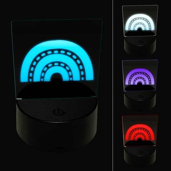 Quirky Rainbow Fun Doodle LED Night Light Sign 3D Illusion Desk Nightstand Lamp