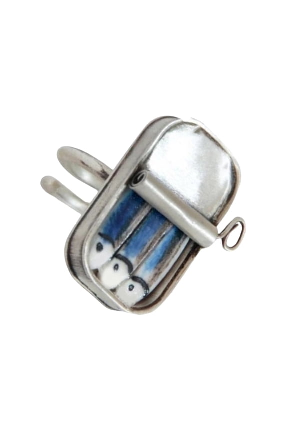 Quirky Sardine Tin Shaped Rings Portable Accessory for Trendy Adults Wear