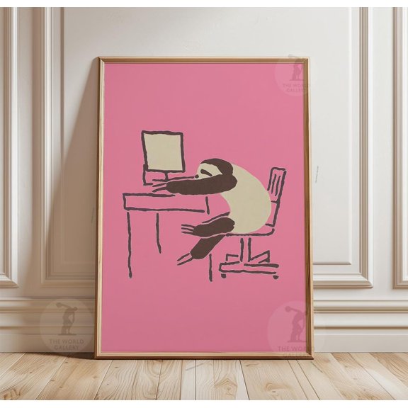Quirky Sloth Office Poster Unframed Paper Print