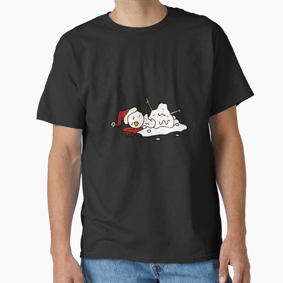 Quirky Snowman Funny Winter Holiday Graphic Unisex T-Shirt, up to size 5XL