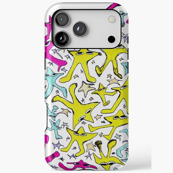 Quirky Star Dance Fun Doodle Art Pattern Phone Case 17 11 12 13 14 15 17 Pro Max