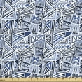 thumbnail image 1 of Ambesonne Quirky Fabric by the Yard Upholstery, Retro African Funky Culture, 1 Yard, Violet Blue and White, 1 of 4
