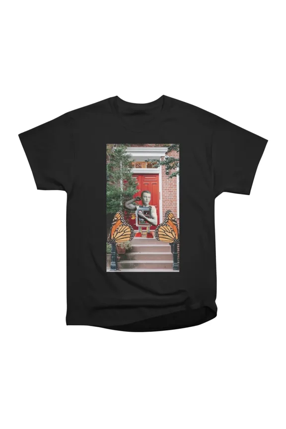 Quirky and Surreal Collage Print Going Through The Motions Muscle Man WindUp Robot T-Shirt