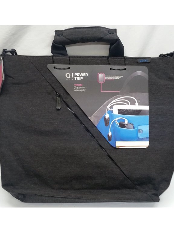 iop-Power Trip USB Charging Tote Bag with USB Ports, Charcoal