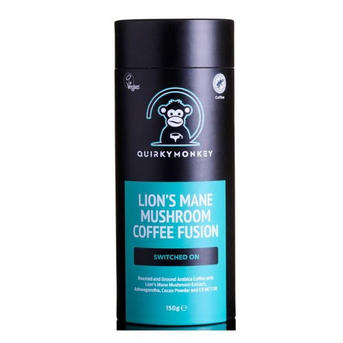 QuirkyMonkey Lion's Mane Mushroom Coffee Fusion (Switched On) 150g, British Import (Pack of 2)