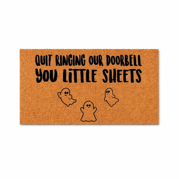 Quit Ringing Our Doorbell You Little Sheets, Funny Doormat, Halloween Ghosts, Welcome Mat, Outdoor Indoor Entry Rug, Gift for Home 1265 (12x26 inches) 1265