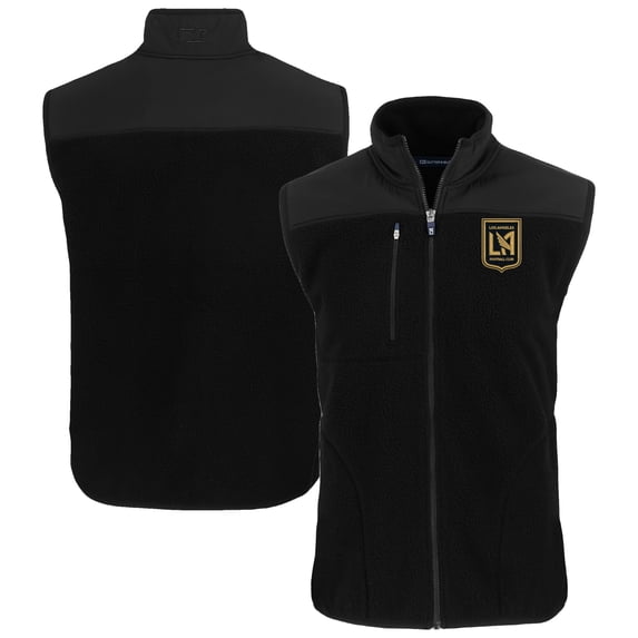 Men's Cutter & Buck Black LAFC Big & Tall Cascade Eco Sherpa Fleece Full-Zip Vest