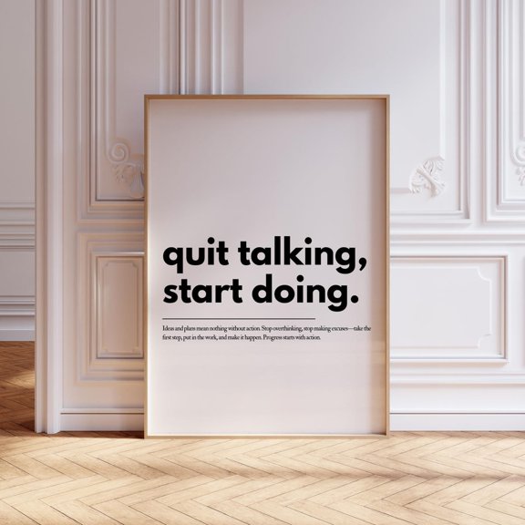 Quit Talking Start Doing Motivational Wall Art, Unframed Canvas Size 12x18