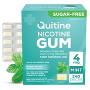 Quitine Nicotine Gum 4mg Mint, 240 Count, Stop Smoking Aid