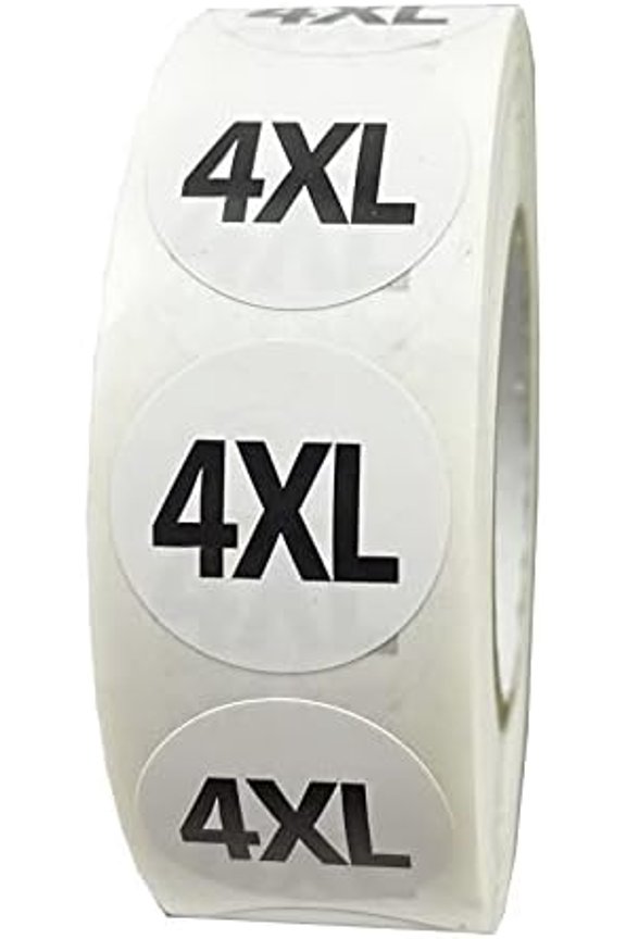 1000PCS 4XL Clothing Size Stickers Labels 7/8" Round Self Adhesive Size Stickers for Clothing T Shirts Retail