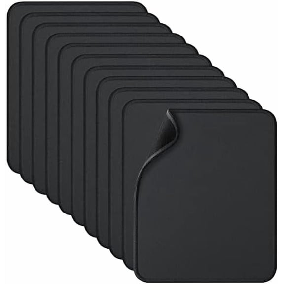 Quivanta 11 Pack Mouse Pad with Reinforced Stitching Edge, Washable Mousepad with Grippy Non-Slip Rubber Base, 0.12 Inch Thick Smooth Tracks Computer Mouse Pads Bulk for Desk, Black, 10.2x8.2 Inch