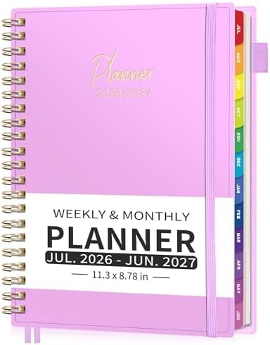 Quivanta 2026-2027 Appointment Book, A4 15-Minute Hourly Planner, July 2026 - June 2027, Academic Planner Weekly and Monthly, 100GSM Thick Paper, Flexible Cover, Note Pages, Colorful Tabs, Purple