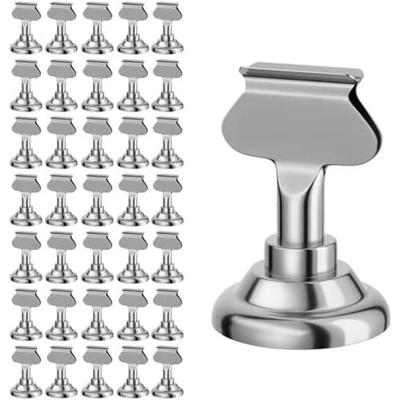 Quivanta 36 Pieces Table Card Holder Place Card Holders 1.7 inches Gold Steel Card Holders for Photos, Food Signs, Memo Notes, Weddings, Restaurants, Birthdays(Silver 36PK)