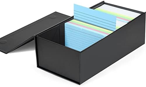 Quivanta 3x5 Index Card Holder Card File Box Organizer, Hold 1200 3x5-Inch Flash Cards 1 Pack Black