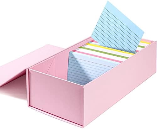 Quivanta 3x5 Index Card Holder Pink Card File Box Organizer, Hold 1200 3x5-Inch Flash Cards- 1 Pack Pink