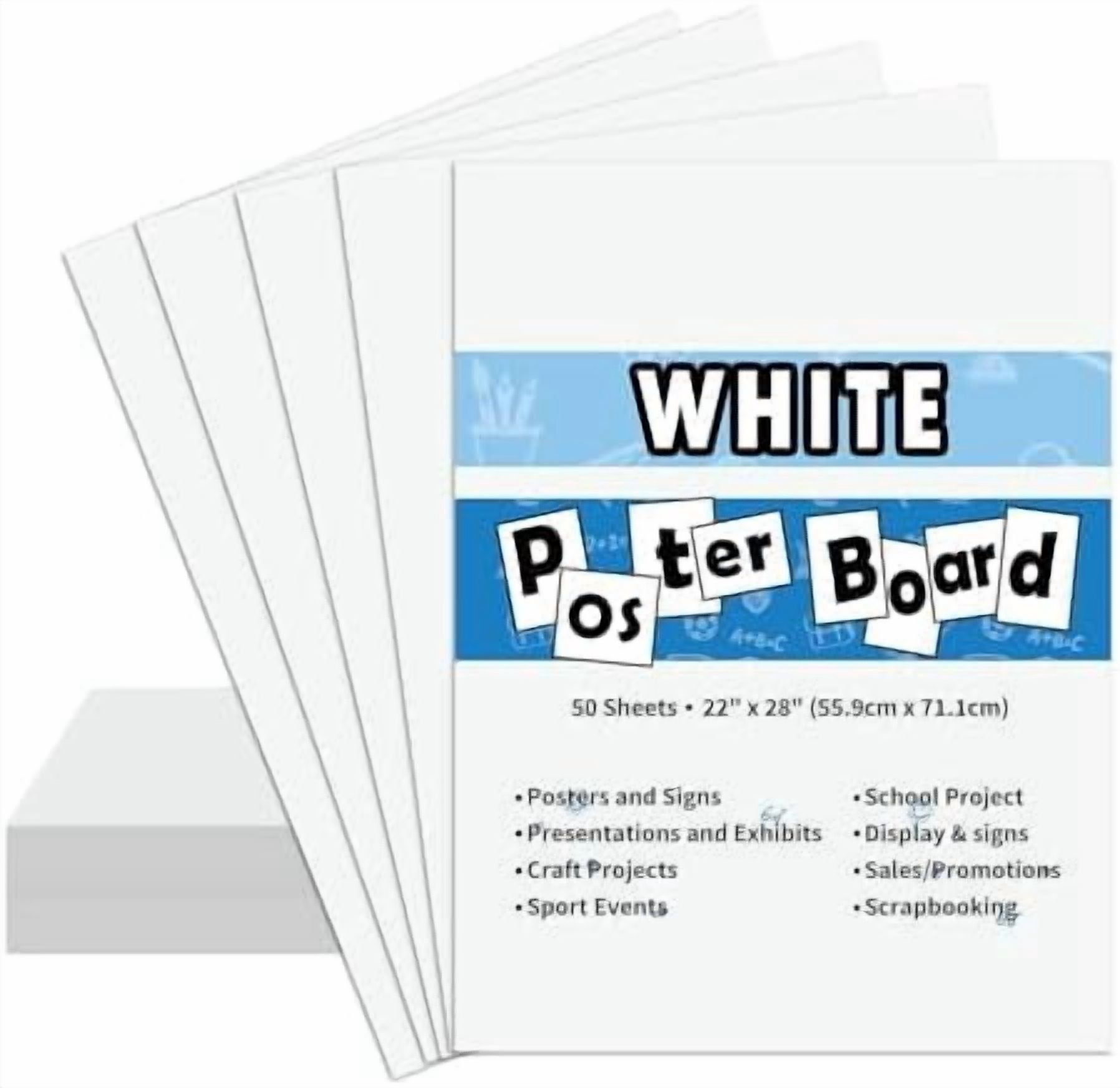 Quivanta 50PCS White Poster Board 22"X28",Value Poster Board for School Craft Project Presentation Drawing Graphic Display,Bulk Board