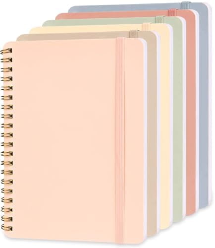 Quivanta 6 PCS Small Spiral Notebook 5x7, Cute Aesthetic Spiral Journal Note book for Women & Men, Spiral Bound Journals for Work School Note Taking Business, Journals for Writing 50 Sheets