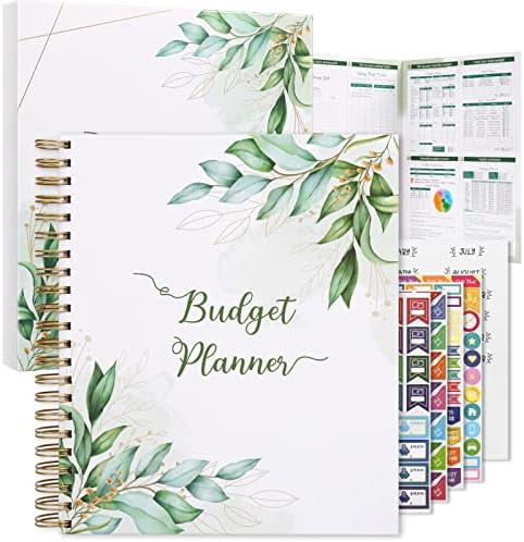 Quivanta 8.5 x 11 inches Large Budget Planner and Monthly Bill Organizer – Premium Hardcover Budget Book with 12 Pockets for Savings, Debt, Expense Tracking – Budget Tracker with Stickers
