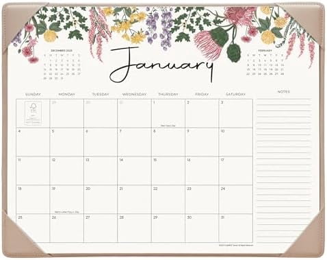 Quivanta Desk Calendar 2026 with Desktop Mat, Desk Pad Calendar 15"x 12" From January 2026 to June 2027, Desk Calendar for Home Office and School, Easy Planning, Apricot