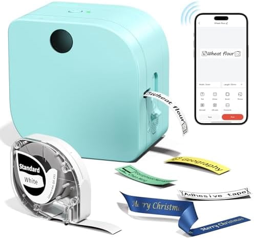 Quivanta Label Maker Machine with Tape, P12 Bluetooth Mini Label Makers Thermal Transfer Ribbon Printer Machine with Typewriters Templates for Home, School, Clothes, Gift Wrapping, Office, Green