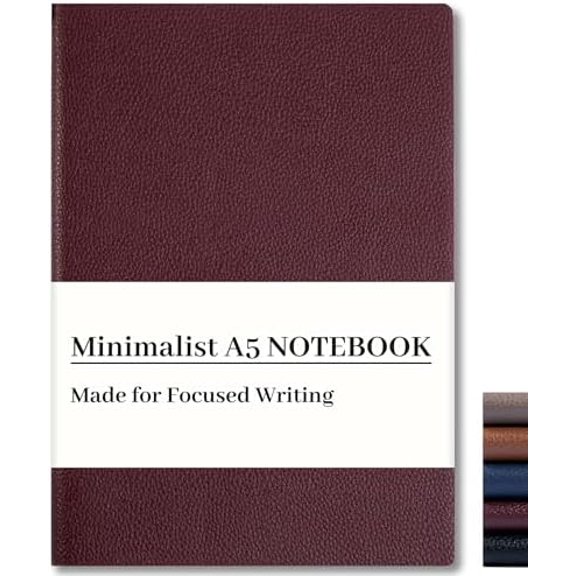 Quivanta Lined Journal Notebook for Men & Women,176 Pages A5 Medium Size, Softcover Leather Journals for Writing, College Ruled Notebook for Work & School, 100 GSM Thick Paper (5.7'' x 8.3'') (Bu