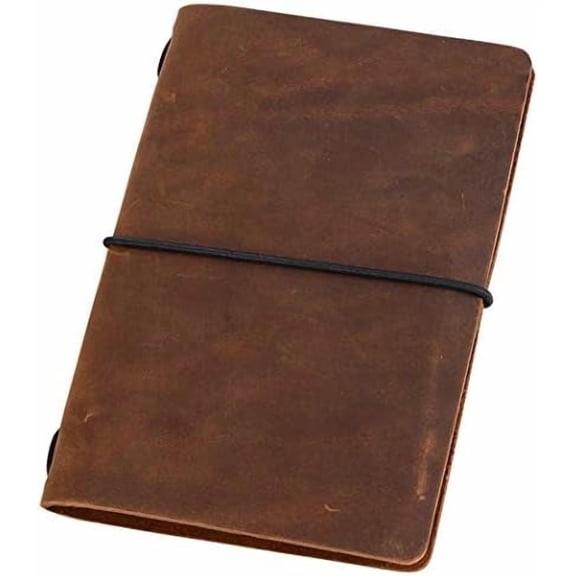 Quivanta Pocket Travelers Notebook, Refillable Leather Travel Journal for Men & Women, Notebook Cover for Field Notes, Moleskine Small 3.5 x 5.5 Inches, Brown