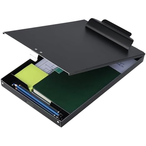 Quivanta Recycled Aluminum Storage Clipboard, Clipboard Box, Form Holder, Suitable for School, Office, Jobsite or Medical Staff, 9.25 x 13.78 Inches, Black