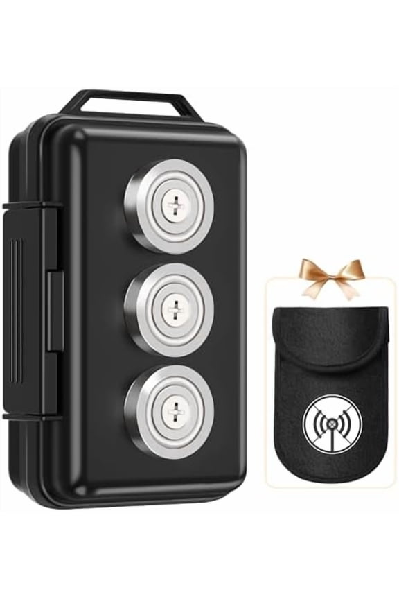Upgraded Magnetic Key Holder Under Car, Hide a Key Outside With Faraday Bag, Waterproof Magnetic Key Box for Under Car, Hide a Key Magnetic Car, Magnetic Storage Box