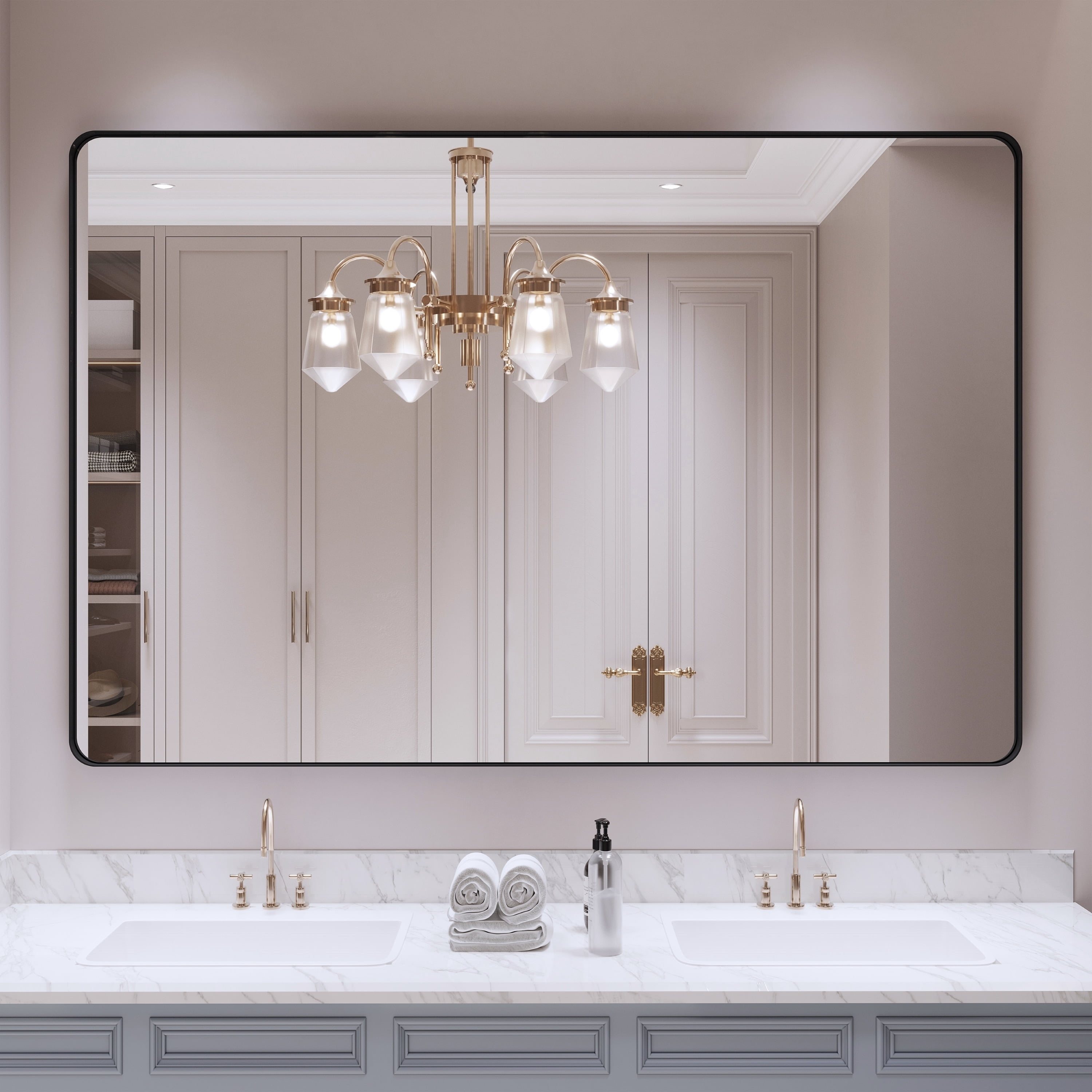 Quivaraview Rectangular Aluminum Framed Bathroom Vanity Mirror 48" x 32 ...
