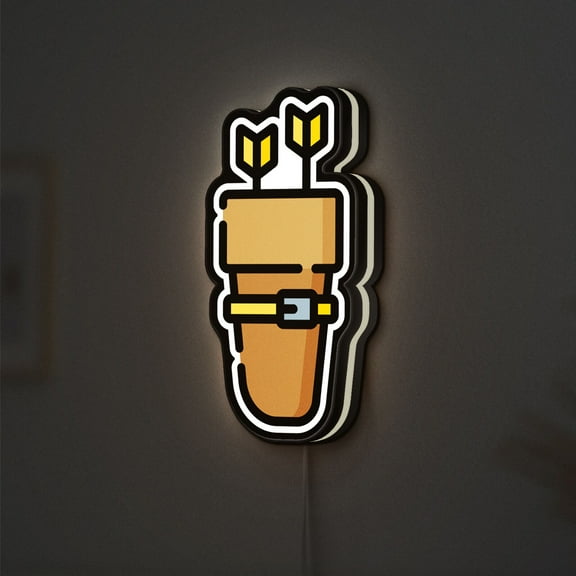 Quiver 3D Novelty Light Box, Medieval Archery Lamp, Bow and Arrow LED Night Light, Historical Weapon Decor (Width 12 inch, 30cm)