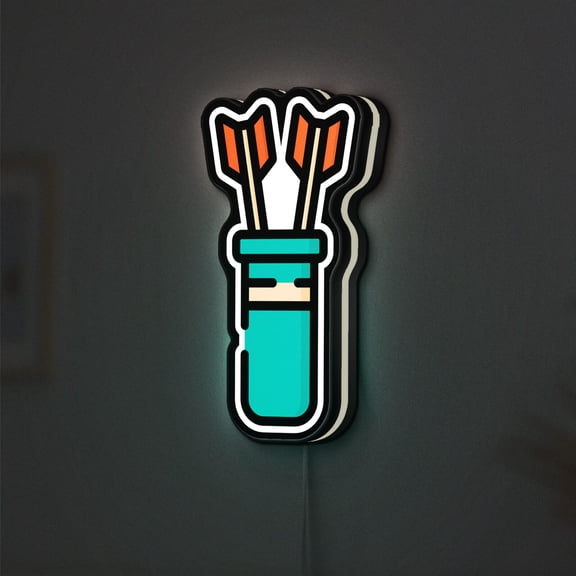 Quiver 3D Novelty Light Box, Medieval Weapon Lamp, Archery LED Light, Traditional Sports Decor (Width 8 inch, 20cm)