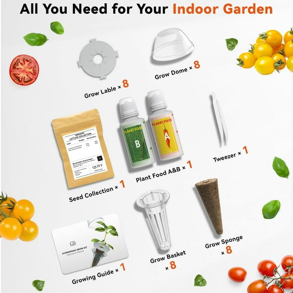 Quivylab Tomato Seed FEV6Pod Kit for AeroGarden, Gardencube, Ahopegarden - 8-Pod Hydroponic Refill with Golden & Red Cherry Tomato Seeds, 400+ Heirloom Non-GMO Seeds for Fresh Salads & Cooking