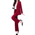 thumbnail image 1 of Quixlent 2 Pcs/Set Women Coat Pants Suit Formal Business Style Lapel Button Closure Cardigan Long Sleeve Straight Wide Leg Plus Size Commute Jacket Trousers Set, 1 of 7