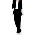 thumbnail image 1 of Quixlent 2 Pcs/Set Women Coat Pants Suit Formal Business Style Lapel Button Closure Cardigan Long Sleeve Straight Wide Leg Plus Size Commute Jacket Trousers Set, 1 of 8