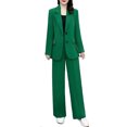thumbnail image 1 of Quixlent 2 Pcs/Set Women Coat Pants Suit Formal Business Style Lapel Button Closure Cardigan Long Sleeve Straight Wide Leg Plus Size Commute Jacket Trousers Set, 1 of 8
