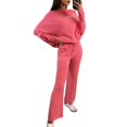 thumbnail image 1 of Quixlent 2 Pcs/Set Women Top Pants Set Off Shoulder Long Bat Sleeves Sweatshirt Elastic Waist Flared Sweatpants Sport Outfit Autumn Casual Tracksuit, 1 of 8