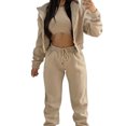 thumbnail image 1 of Quixlent 3 Piece Sweatsuits Set for Women Fleece Zip Up Hoodie Sweatshirt Tank Top Jogger Sweatpants Set Fall Casual Tracksuit Outfits, 1 of 7