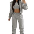thumbnail image 1 of Quixlent 3 Piece Sweatsuits Set for Women Fleece Zip Up Hoodie Sweatshirt Tank Top Jogger Sweatpants Set Fall Casual Tracksuit Outfits, 1 of 7
