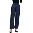 thumbnail image 1 of Quixlent Autumn Winter Cotton Pants Rhombus Quilted Straight Wide Leg Long Pants with Pockets Solid Color Thickened Warm Trousers, 1 of 8