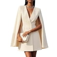 thumbnail image 1 of Quixlent Blazer Dress for Women V Neck Cape Blazer Split Sleeve Casual Business Mini Dress Double Breasted Office Work Outfits, 1 of 7