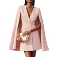 thumbnail image 1 of Quixlent Blazer Dress for Women V Neck Cape Blazer Split Sleeve Casual Business Mini Dress Double Breasted Office Work Outfits, 1 of 8